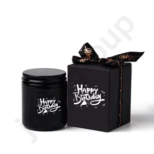 Элегантный роскошный черный стеклянный подсвечник 8 унций с подарочной коробкой для дня рождения