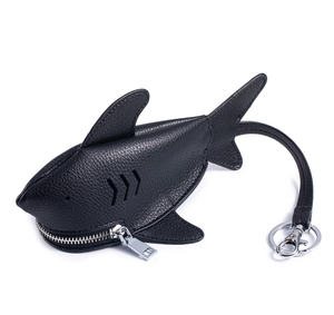2025 New Pu Leather Personalized Creative Little Shark Keychain Pendant Cute Fashion Earphone <b>Lipstick</b> Storage Bag Hanging - Product Image 6