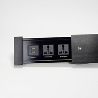 Prise d'extension multifonction IP44 avec ports USB, prise universelle, couvercle coulissant en aluminium pour bureau et usage domestique