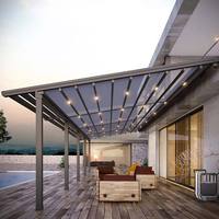 Pergola de luxe rétractable avec toit manuel en aluminium, membrane PVC imperméable, auvent pliant pour villa, patio, jardin, balcon extérieur, télécommande