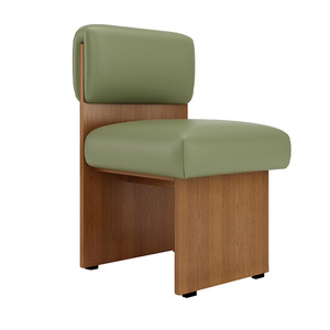 Chaises de salle à manger rembourrées en bois vert, gain de place, mobilier minimaliste pour café - Product Image 1