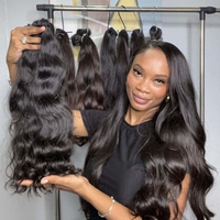 Rambut Manusia Mentah 100% Tanpa Proses, Rambut Lurus Mentah Burma, Rambut Mentah Kamboja, Rambut Keriting India, Donor Tunggal, Jahitan Ganda