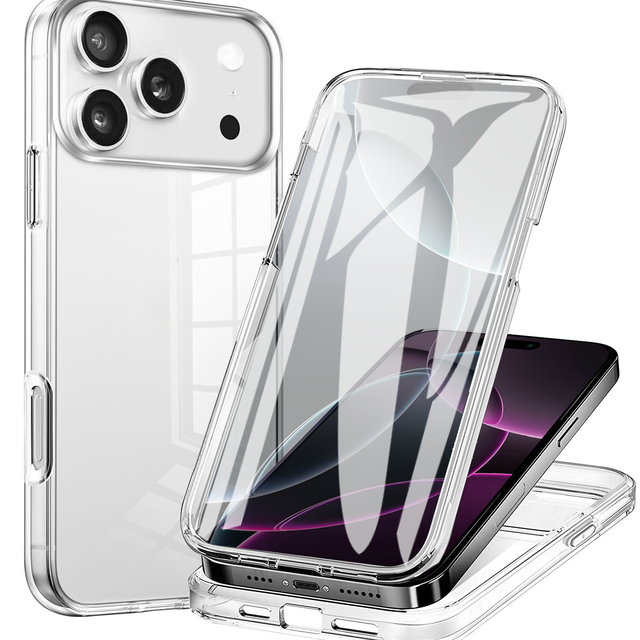 360 Full Body Luxury Clear Phone Case for 17 Pro Max with Lens Protection Double Sided Shockproof Design