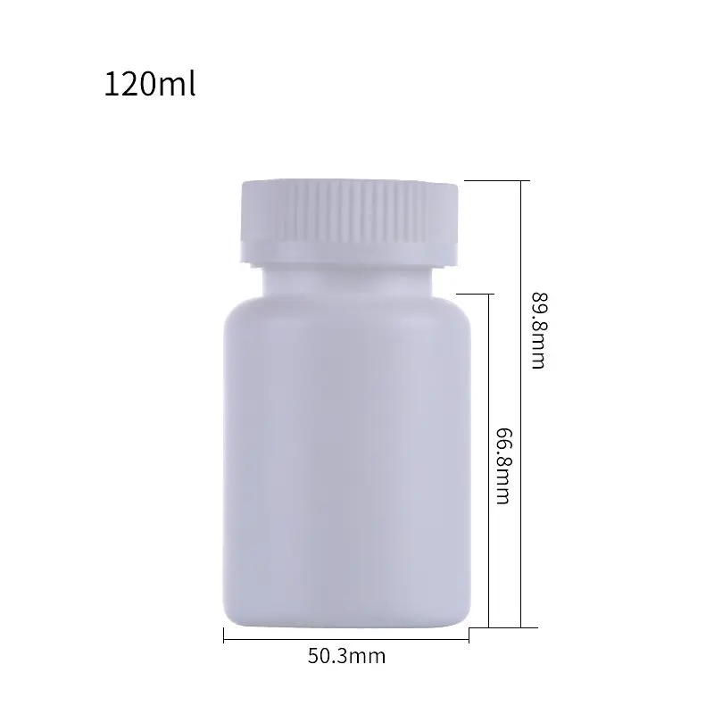 120ml 흰색 PE 플라스틱 알약 병 뚜껑이있는 플라스틱 캡슐 항아리