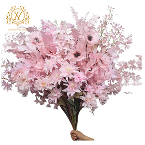 Fleurs artificielles en soie rose pour décoration de cérémonie de mariage, fausses hortensias, dendrobiums, roses, lys, palette de rose douce - Product Image 5
