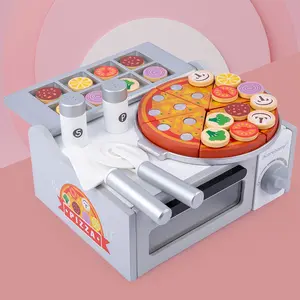 Simulation de four à Pizza en bois, trancheur de Pizza cuisine maison de jeu jouets éducatifs pour enfants de 3 à 6 ans