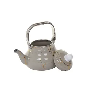 Качественный чугунный серый чайник с эмалированным покрытием 1,2 л, прочный чайник для воды