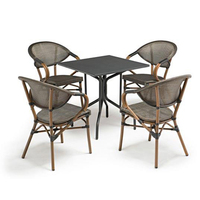 Fauteuils de bistrot modernes en aluminium noir et blanc, style parisien, pour terrasse, jardin, extérieur, café, salle à manger, cour.