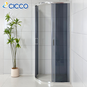 Fait sur mesure demi-rond gris verre trempé cadre chromé porte coulissante boîtier salle de <span class=keywords><strong>douche</strong></span> portes salle de <span class=keywords><strong>douche</strong></span> - Product Image 4