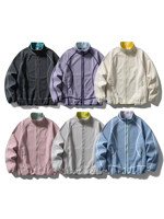 Blouson bomber léger en tissu gaufré à séchage rapide, manches raglan, bordure contrastante, col montant, automne, unisexe