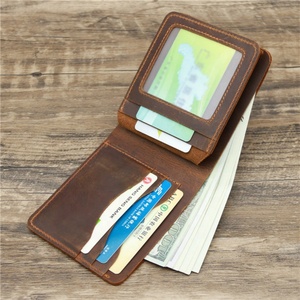 Wholesale Leather Credit Card Holder Crazy Horse Leather <b>Wallet</b> <b>RFID</b> <b>Blocking</b> <b>Wallet</b> for Men - Product Image 5