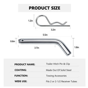 4 paquets de goupilles et clips d'<span class=keywords><strong>attelage</strong></span> de <span class=keywords><strong>remorque</strong></span> de 5/8 pouces de diamètre avec <span class=keywords><strong>tête</strong></span> rainurée pour récepteur de 2 ou 2 à 1/2 pouces. - Product Image 2