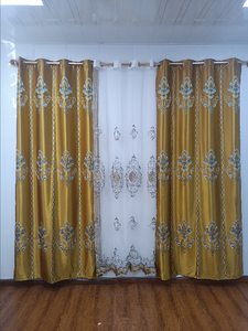Rideau jacquard populaire en Afrique, occultant total, double couche, avec voile brodé - Product Image 5
