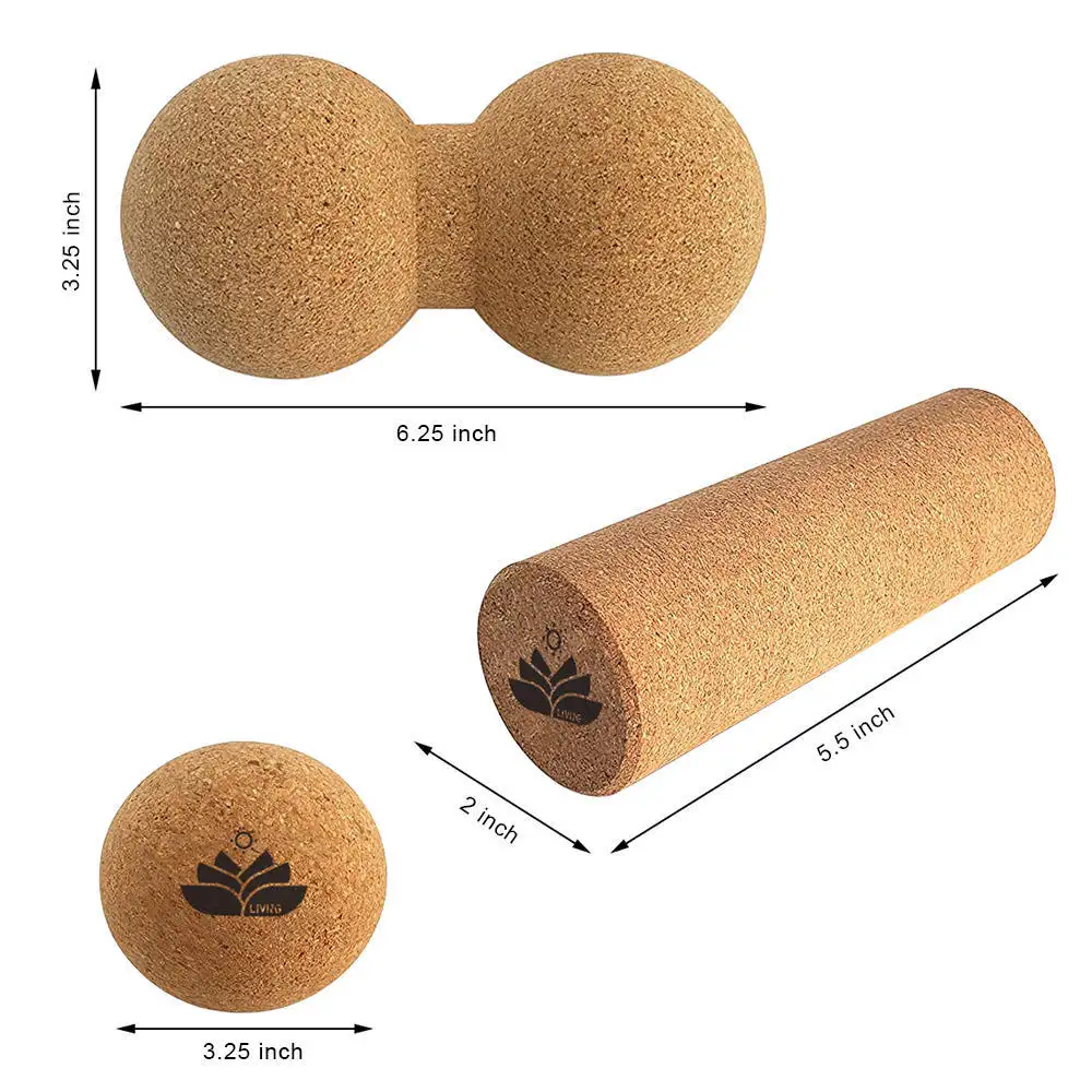High density Wholesale Custom Logo Cork Peanut Massage Ball For Yoga Fitness Exercising