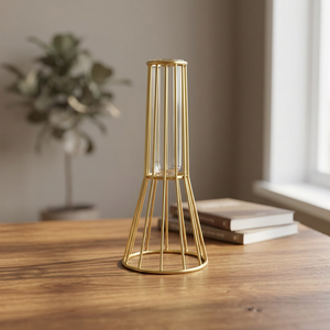 Vase de table moderne en métal industriel Gallery Edit avec tube en verre, hauteur 26 cm, noir, porte-fleurs décoratif - Product Image 5