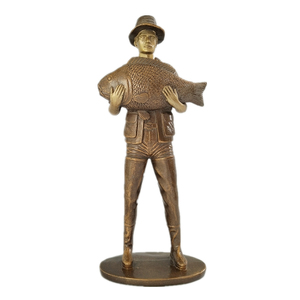 Statue de pêcheur en bronze antique, trophée de pêche en résine, 10 pouces - Product Image 1