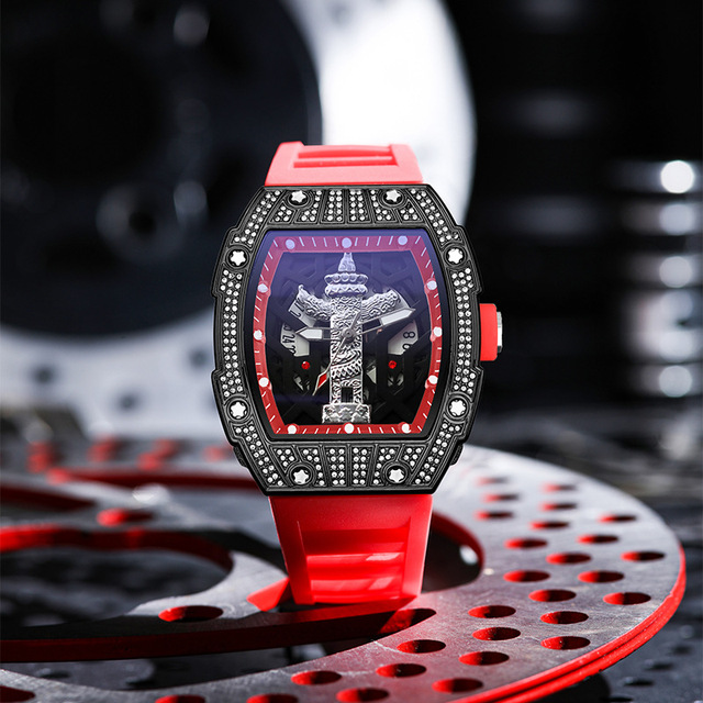 ZIDO Luxury Men's Quartz Watches  Waterproof Night Light  Dial Rectangle Panda Beep Sound Inspired Wine Barrel Design Watch