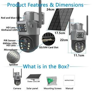 Caméra solaire 4G Wistino V380 binoculaire pour extérieur, ferme, rotation à 360 degrés, détection d'alarme, caméra de <span class=keywords><strong>surveillance</strong></span> solaire 4G - Product Image 6