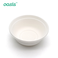 Bol alimentaire jetable Oasis 500 ml en pulpe de bagasse, écologique, compostable, imperméable et résistant à la graisse pour le camping