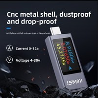 Probador de carga de teléfono móvil Digital, medidor de potencia de voltímetro de CC PD de alta corriente de 12A, pantalla monofásica, 2 unidades