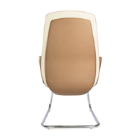 Chaise d'attente confortable en cuir bicolore avec structure cantilever en métal poli, chaise fixe pour invités, idéale pour les bureaux, les halls d'accueil et les zones de réception