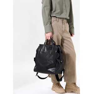 Unisex Vintage Leather <b>Backpack</b> <b>Large</b> Capacity Laptop Bag for Work Commute School Travel - Product Image 4