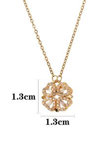 Ensemble de colliers trèfle à quatre feuilles style vintage 2025, nouveau design, chaîne à maillons géométriques, mignon, pour enfants, plaqué zinc bleu-blanc, 18 pouces - Product Image 6