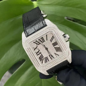 Reloj Ultra Glam con Incrustaciones de Cristales, Caja Cuadrada con Correa Completamente Cubierta de Cristales, Reloj Brillante para Hombre - Product Image 1