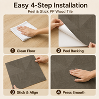 Carrelage de sol en PP gris foncé géométrique personnalisé en usine, 0,76 mm, imperméable, auto-adhésif, pour cuisine et appartement