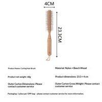 Brosse ronde à cheveux en bois de hêtre et nylon pour le coiffage et le bouclage, pour femmes, usage en salon