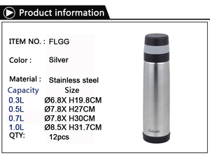 Golmate OEM/ODM 1,0 l/ 0,7 l/ 0,5 l/ 0,3 l Kaffee-Thermos-Vakuumflasche isolierte Edelstahl-Wasserflasche - Product Image 2