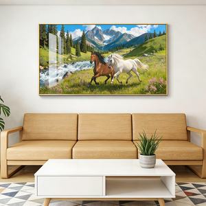 Decoración de Pared de Lujo para Oficina, Decoración de Pared para Sala de Estar, Arte de Pared, Paisaje, Caballo, Cristal, Porcelana, Pintura, Nuevo Producto LED - Product Image 4