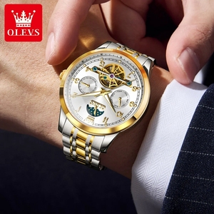 Drop Shipping for 7071 Business Fashion Original Automatic Mechanical Watch Unisex Hollowed Movement <b>Calendar</b> Glass Pointer - Product Image 3