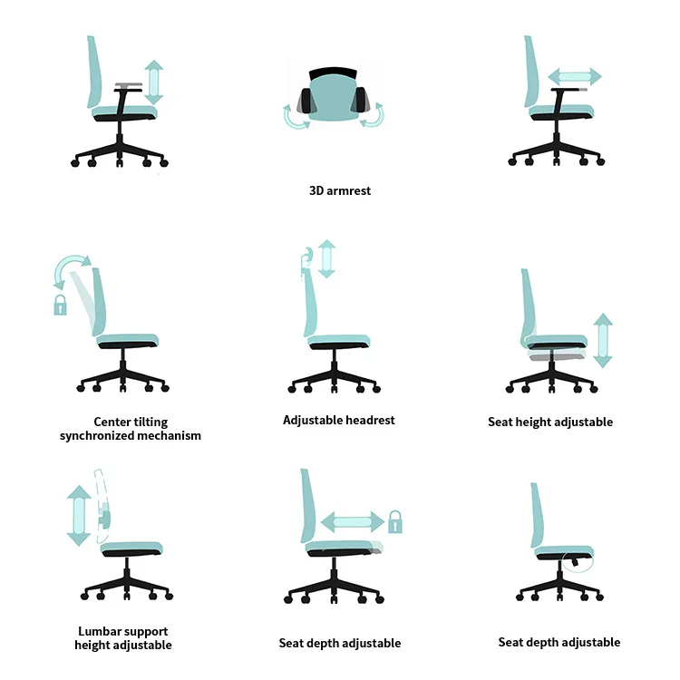 كرسي نشاط مريح وعصري قابل للضبط للغاية مصنوع من الألومنيوم ومصنوع من الفوم وتصميم دائري للمكتب والمنزل مصنوع من القماش
