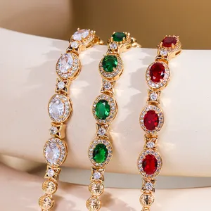 Haosen Jewelry European -american Style Bracelet Classic all-match Luxury Grab Zirconium Colored Gem Bracelet Kit for Party