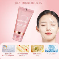 Masker Krim Vegan Kolagen Peel-off Transparan Melembapkan & Mengencangkan Masker Malam Ukuran Perjalanan untuk Wajah