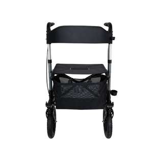 Déambulateur pliable <span class=keywords><strong>tout</strong></span>-<span class=keywords><strong>terrain</strong></span>, déambulateurs en aluminium avec <span class=keywords><strong>roues</strong></span> en caoutchouc de 10 pouces, poignées et dossier réglables pour les personnes âgées, gris - Product Image 3