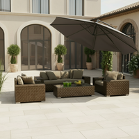 Ensemble de mobilier d'extérieur moderne en rotin synthétique tressé double plat, résistant aux intempéries, fait main, écologique, pour villas, jardins et parcs