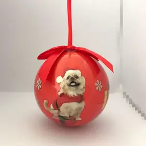 热卖圣诞派对装饰球6厘米直径圣诞球带宠物印花
