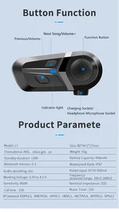 ワイヤレスオートバイヘルメットヘッドセットLEDバッテリーインジケータ付きBT5.3ステレオイヤホン自転車ハンズフリーイヤホン - Product Image 6