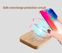 Chargeur sans fil pour téléphone portable à induction rapide 15W en bambou, mini, fin, portable, avec logo personnalisé, respectueux de l'environnement, avec port Type-C