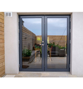 Puerta <span class=keywords><strong>de</strong></span> Vidrio <span class=keywords><strong>de</strong></span> Aleación <span class=keywords><strong>de</strong></span> Aluminio y Acero para Exteriores, <span class=keywords><strong>Diseño</strong></span> Gráfico Moderno, Apertura Lateral Doble, para Hoteles, Superficie Acabada - Product Image 1