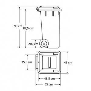 Set Of 4 120 Liter Waste <b>Bins</b> With Wheels <b>Lids</b> And Handles Green White Yellow Blue - Product Image 2