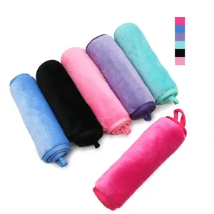 Purple microfiber makeup remover face towel reusable face makeup remover cloth towel