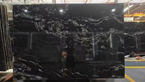 Losas de Granito Negro Jet Mist de Lactea Via Brazil para Encimeras de Cocina con Vetas Blancas y Negras, Granito Snow - Product Image 6