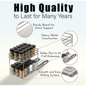 2 Tier Heavy Duty Slide Out Seasoning Pull Out Spice Rack Drawer Organizer for <b>Kitchen</b> Cabinet and <b>Pantry</b> - Product Image 5