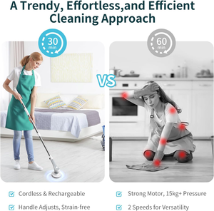 แปรงทำความสะอาดไฟฟ้าในห้องครัวห้องน้ำด้ามยาว8 1ด้ามสำหรับที่ขัดแบบหมุนสำหรับรอยแยกอ่างเครื่องใช้ในบ้านพลาสติก - Product Image 6