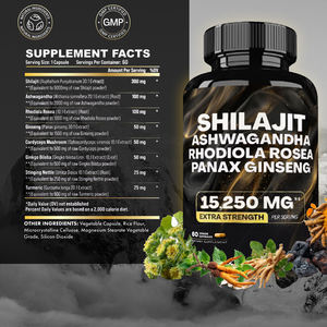 OEM Shilajit-Kapseln Ashwagandha Shilajit Rhodiola Rosea Panax 8-in-1 Komplex Kapseln Shilajit Pflanzliche Nahrungsergänzungsmittel - Product Image 5