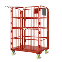 Entrepôt pliable personnalisé à 4 roues Chariot à cage logistique en treillis métallique à plate-forme robuste de 500kg
