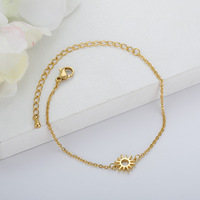 Bracelet Chaîne Maillons en Acier Inoxydable Plaqué Or et Argent, Pendentif Creux Soleil, Haute Qualité, Classique et Tendance, Idéal Anniversaire